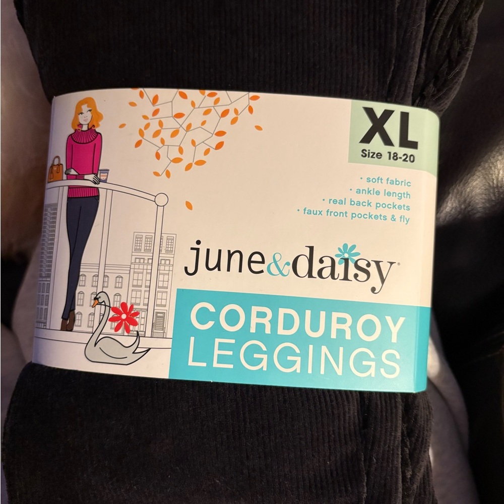 June & Daisy Black Corduroy Leggings XL